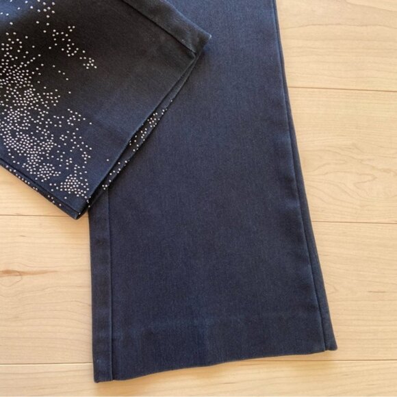 Simon Chang women black beaded jeans straight leg mid rise silver studs size 6 - Picture 5 of 14